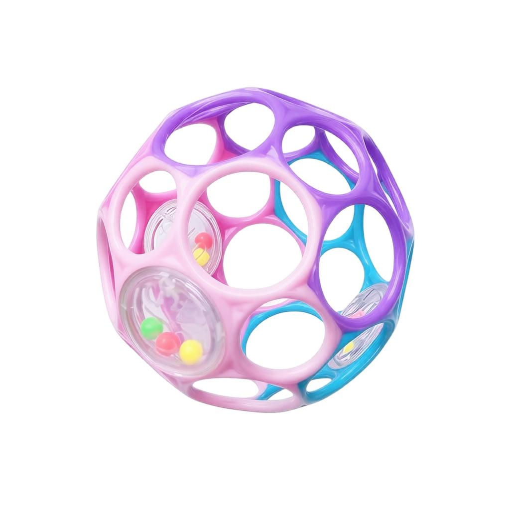 Baby Teething Rattle Ball, Sensory Grasping Ball with Holes for Fine Motor Skills Training, Infant Toddler Toy