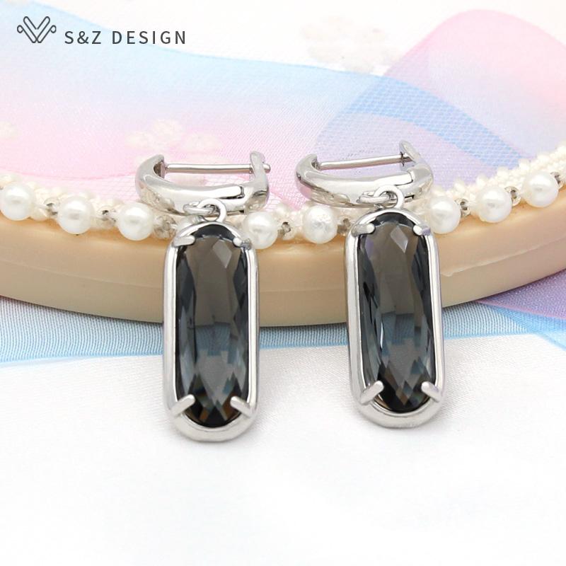 Classic Elegant Oval Egg Shape Cubic Zirconia Drop Earrings For Women Girl Wedding Party Fashion Jewelry Rose Gold Color Eardrop