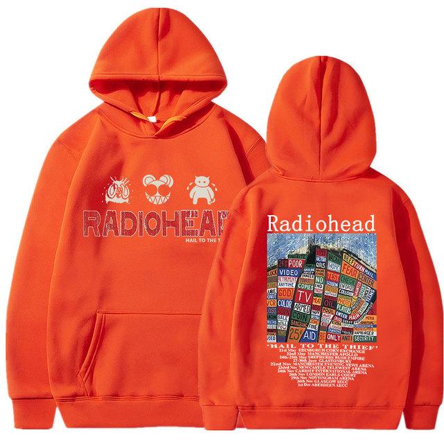 Radiohead Vintage Print Hoodie Hip Hop Rock Band Hail To The Thief Music Album Men's Sweatshirts Streetwear Tracksuit Oversize