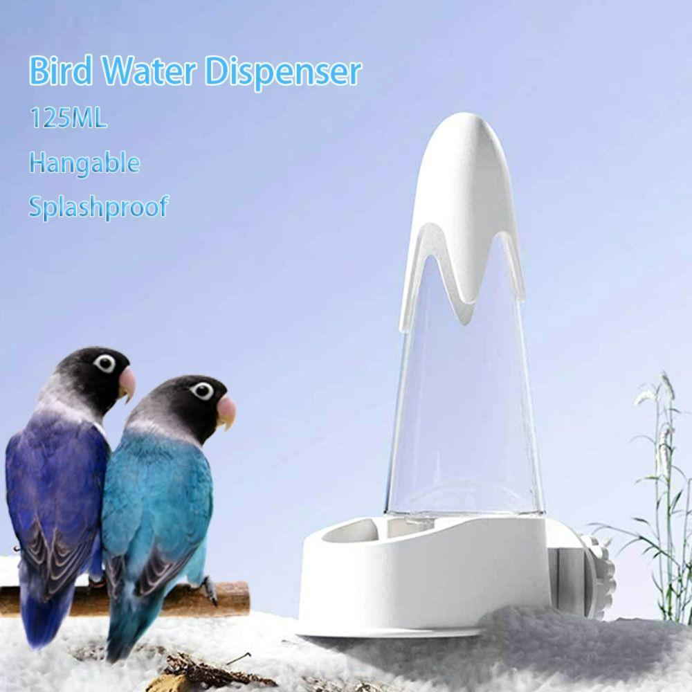 125ML Bird Water Dispenser Hangable Automatic Bird Drinking Fountain Splashproof Transparent Visibility Parrot Water Bottle Bird