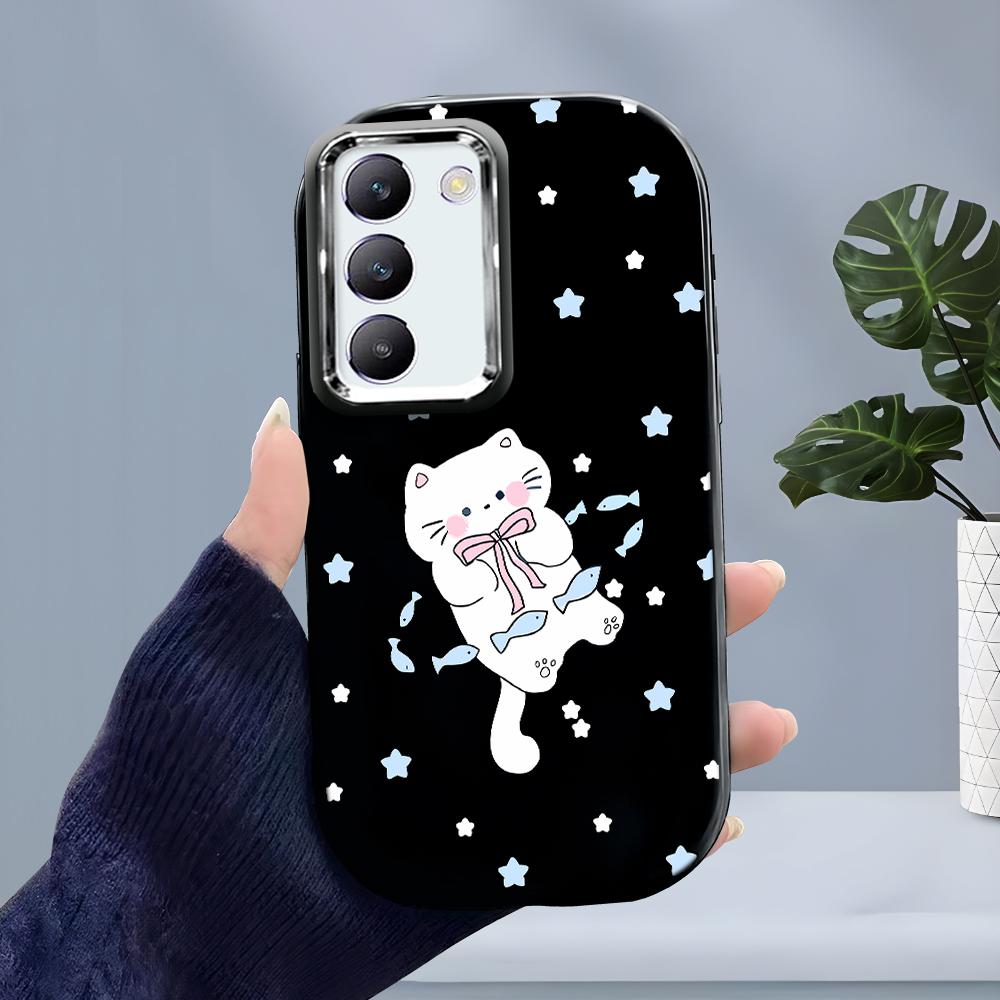 For OPPO A18 A38 A54 A60 A96 Reno12 F 8T 8Z Vivo V30 V40 Y15s Y22 Y27 Y30 Y36 Cartoon Lovely Cat Soft Silicone Phone Case