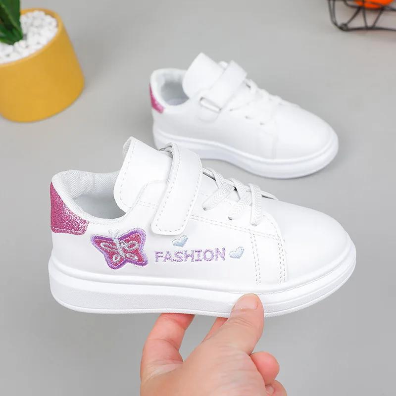 Модная весенне-осенняя детская повседневная обувь 2025 с вышивкой в виде бабочки, модные стили, балетки для девочек, детские кроссовки