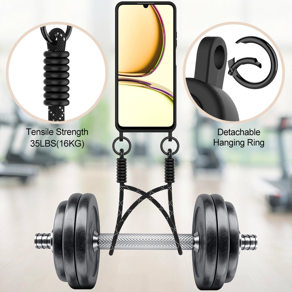 Жидкий силиконовый чехол для Realme Narzo N53 4G/C53 (Глобальный)/(Индия)/C51/Чехол-картхолдер для телефона 4G с коротким ремешком