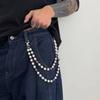 Salircon Hip Hop Rhinestone Waist Belt Keychain for Women Men Trendy Creative Doublelayer Belt Waist Chain Grunge Street Jewelry