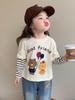 Girls' Cartoon Two-Piece Color Block Long-Sleeve T-Shirt for Autumn