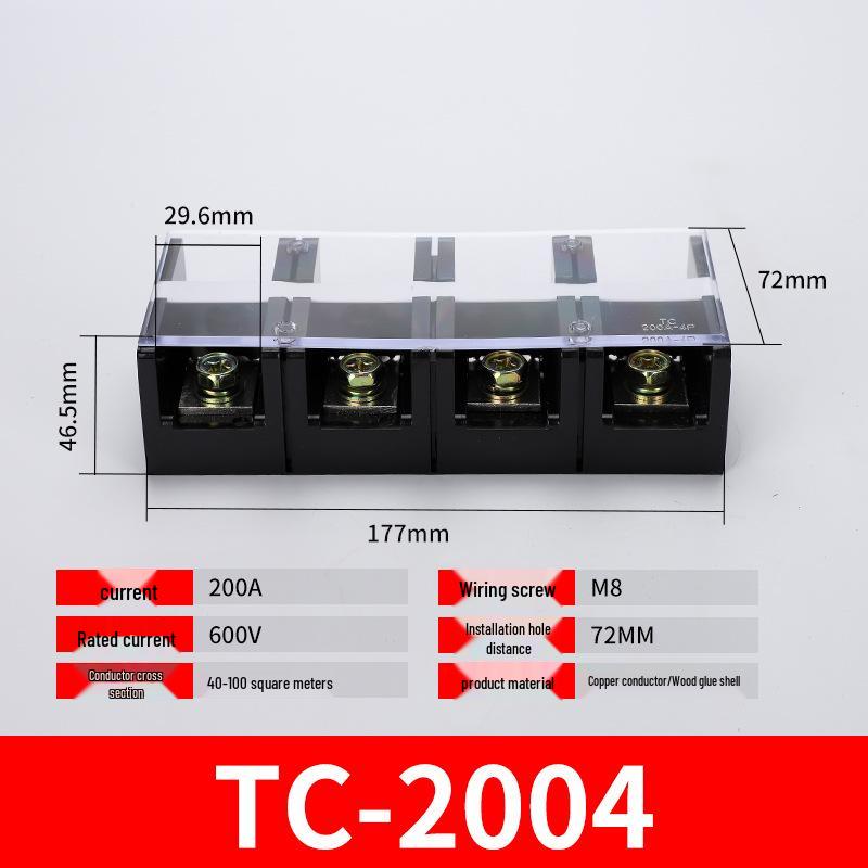 Высокомощный клеммный блок 4P 100A 200A Разъем для высокотоковых проводов (модель: 603 1004)