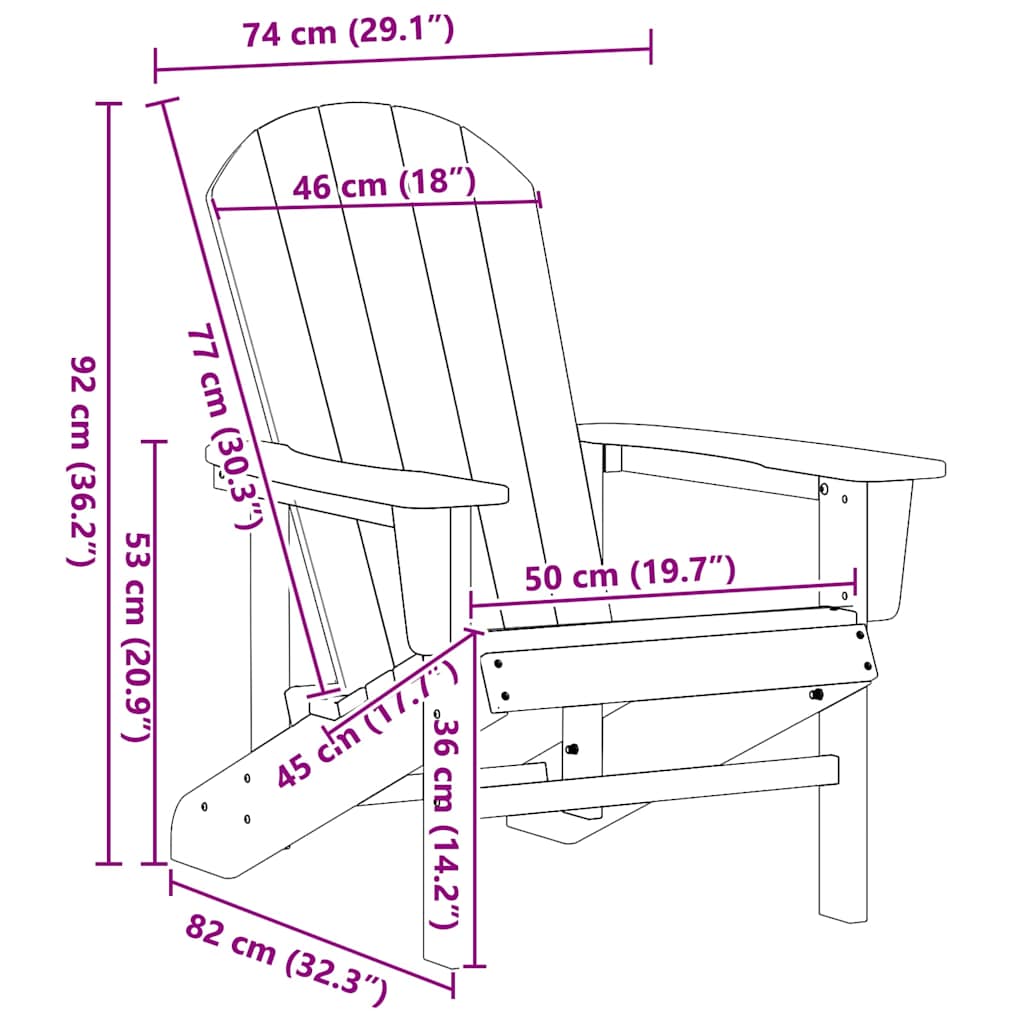 Adirondack Chair Marine Blue 82 x 74 x 92 cm HDPE