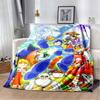 Mega Man Anime Print Flannel Throw Blanket Soft Warm Bed Cover for Kids Bedroom Sofa Home Decor Gift