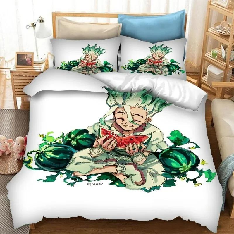 Новый Аниме Dr.STONE 3D Печать Комплект Постельного Белья Пододеяльники Наволочки Одеяло Мягкий Хлопок Постельное Белье