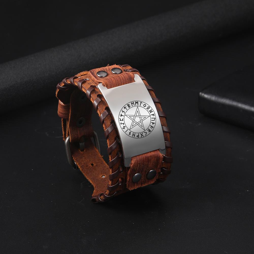 Нордический защитный амулет Viking Oath кожаный браслет на запястье