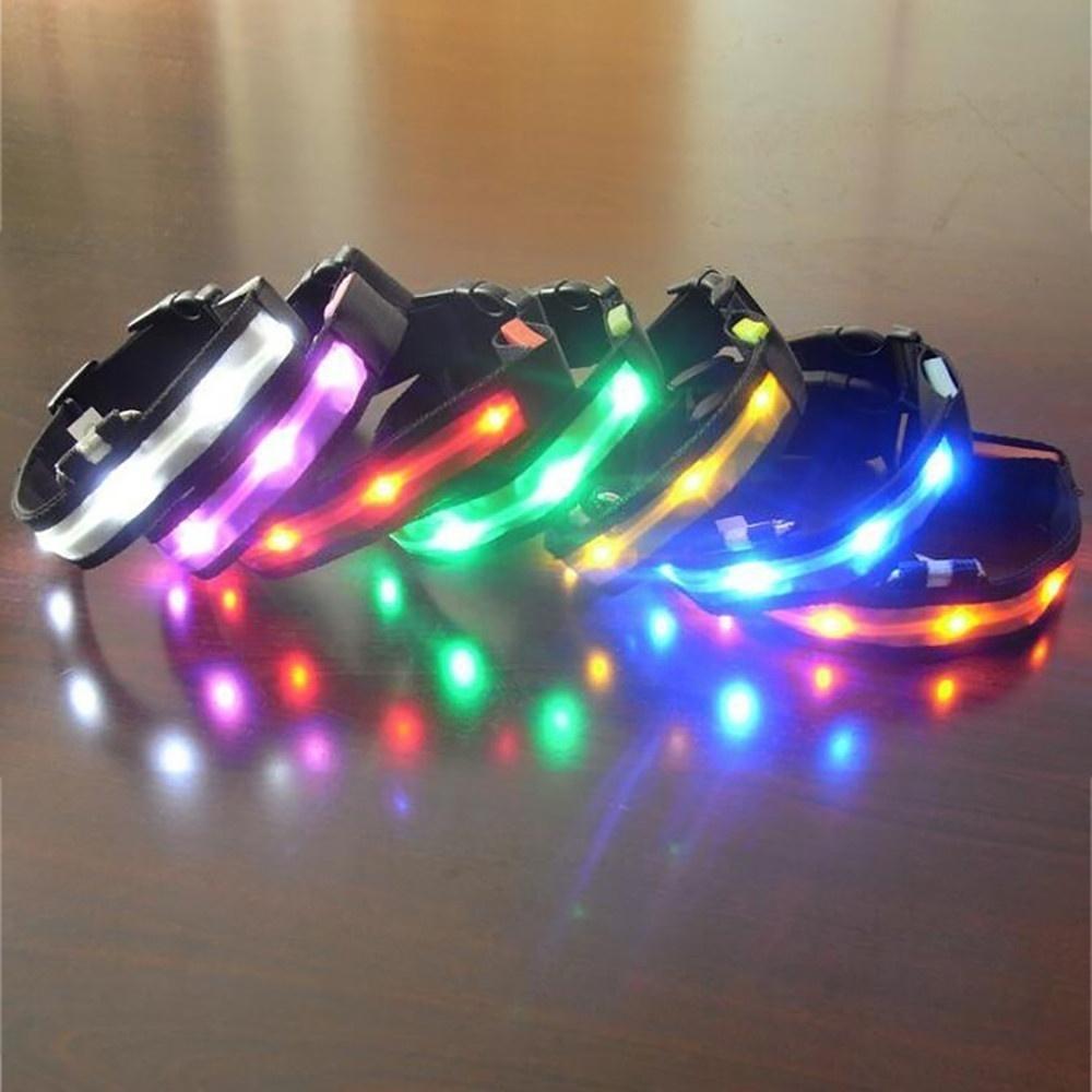 Светодиодный нейлоновый ошейник для собаки, питомца, кошки, защитное ночное ожерелье, ошейники с мигающим блеском против потери для выгула собаки