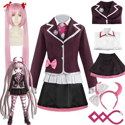 Аниме Danganronpa Utsugi Kotoko Косплей Костюм JK Униформа Парики Головные уборы Носки Одежда Хэллоуин Рождественская вечеринка Подарочная одежда