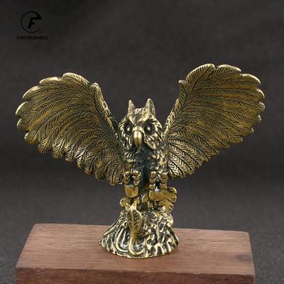 Фигурка совы из латуни, миниатюрная, чайный питомец, искусство и ремесла, настольное маленькое украшение, животное, аксессуары для украшения дома, детские подарки