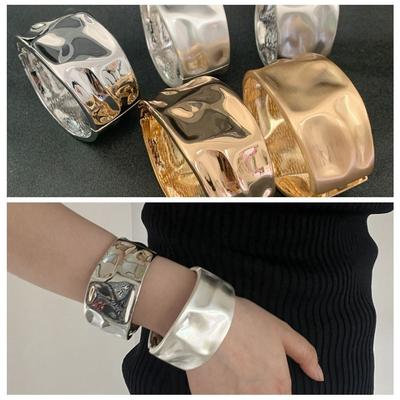 Шарнирный золотой браслет-манжета, золотой браслет-манжета, ювелирные аксессуары, массивный браслет-браслет, металлический браслет