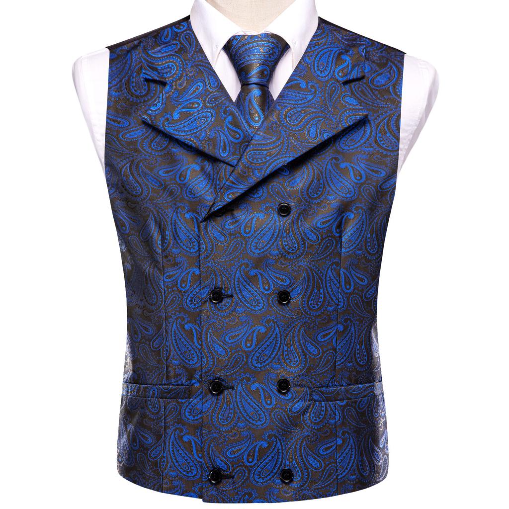 Formal Casual Vest Tie Set Mens Silk Waistcoat Tuxedo Gilet Hankie Cufflinks