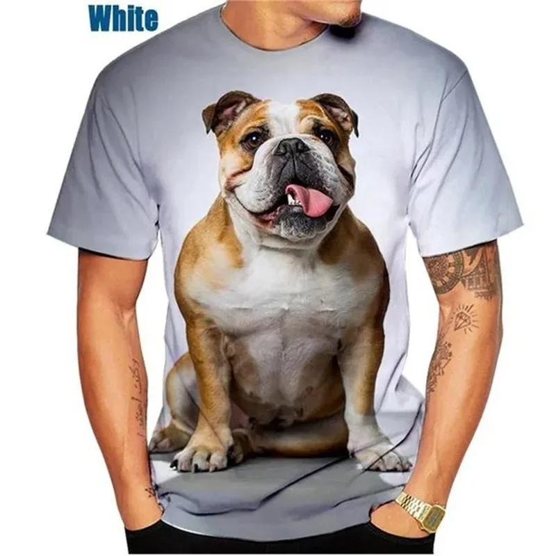 Новые летние футболки с 3D принтом «Бульдог», повседневная мужская и женская одежда с короткими рукавами, топ