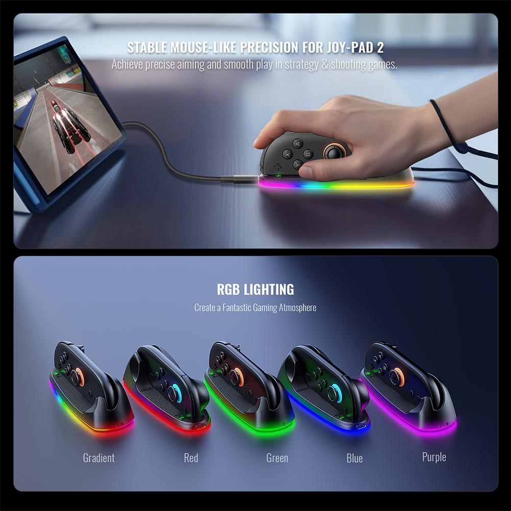 Portable Game Mice with RGB Lights Gaming Mouse Grips Controller Mouse Hand Grips for Joy-Con 2