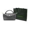 Longchamp Le Pliage Green 17 Однотонная Сумка-косметичка на молнии и кнопке с короткими ручками, Кожаная отделка, Сумка-тоут Женские сумки Графитовый-серый 34175919P66