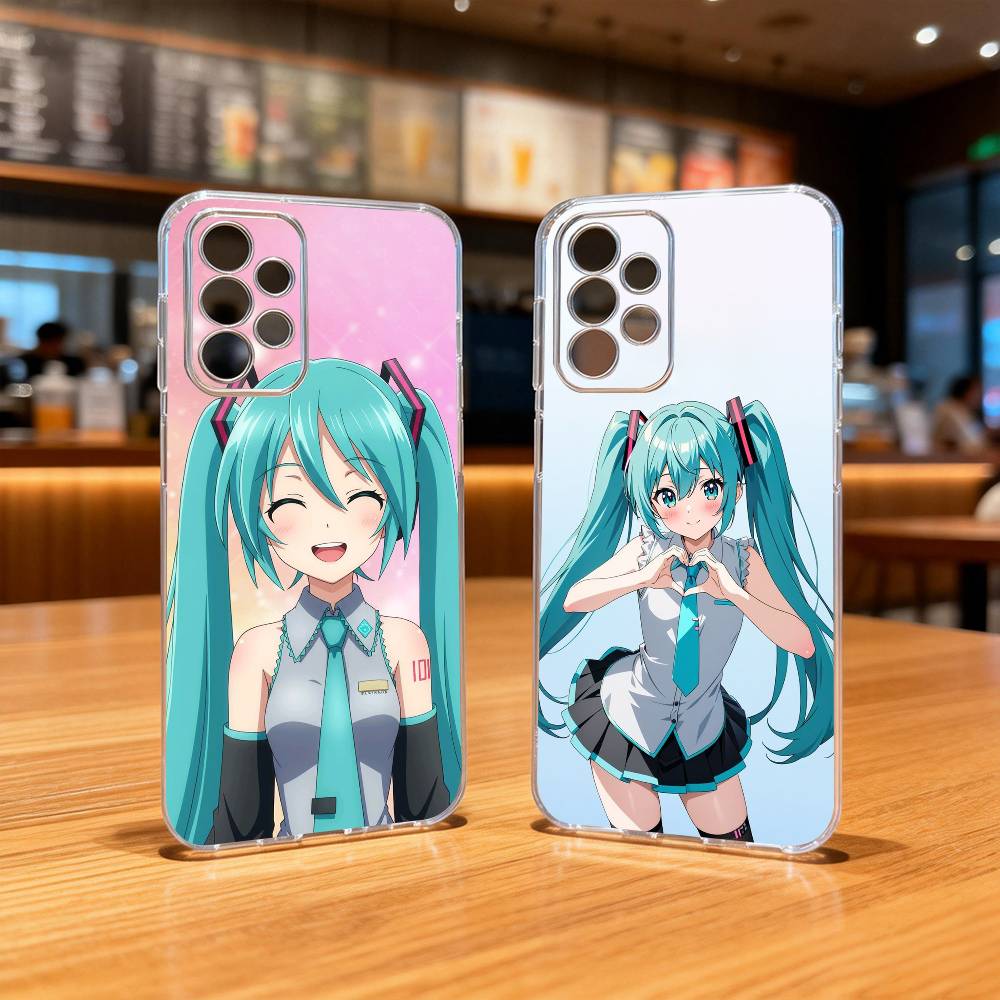 Аниме милый M-MIKU Чехол для телефона Прозрачный силиконовый Мягкий Для Samsung S25,S24,S21,S22,S23,S30,Ultra,S20,Plus,Fe