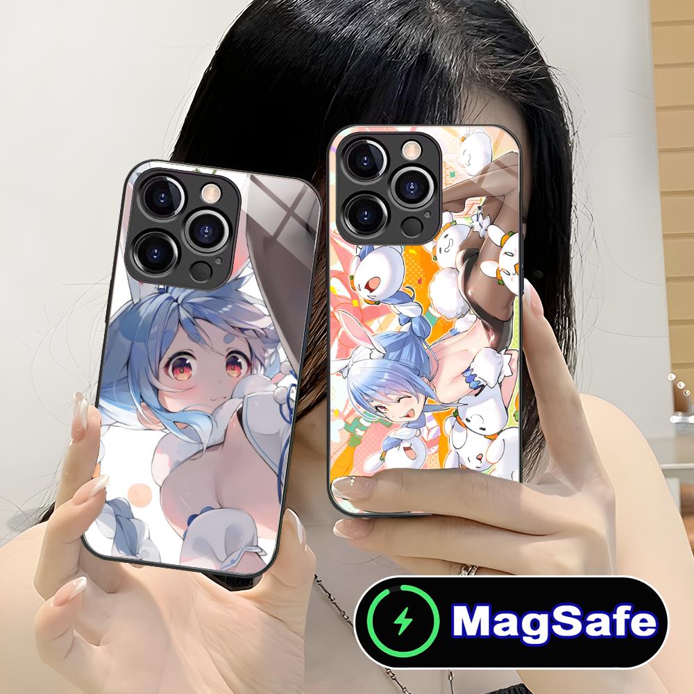 Б/у Чехол для телефона с аниме Пекора для iPhone 16 15 14 13 12 11 Pro Max Plus Mini MagSafe Стеклянный Цветной Защитный Смартфон Роскошный