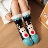 Winter Warm Socks Women Penguin Plush Soft Female Non Grip Floor Slippers Short Sock Fuzzy Fluffy Deer Elk Bear Christmas Giftht