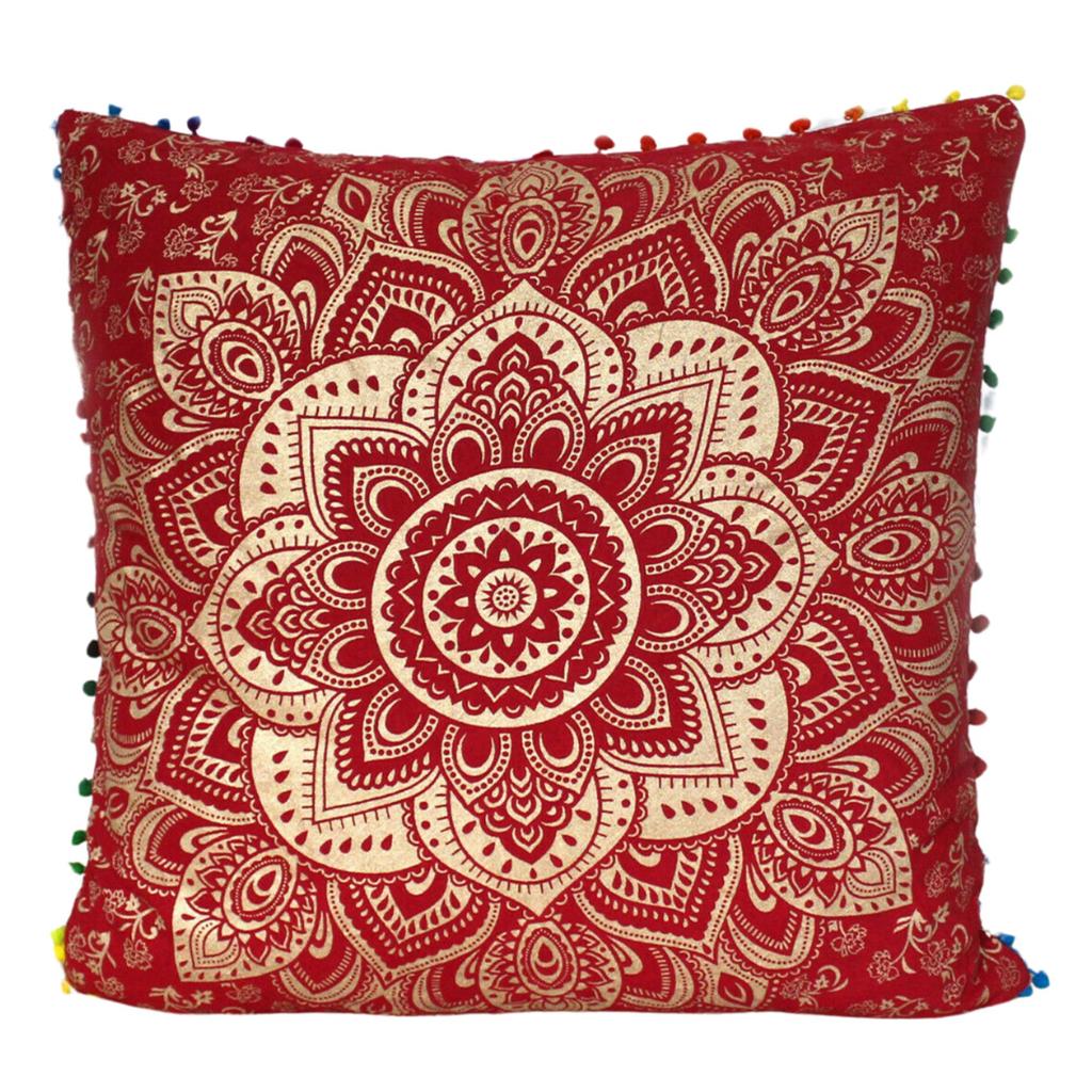 Red Gold Ombre Print Cotton Cushion Cover, Sofa Pillow Cases, Decorative Cushion Cover