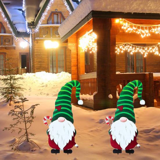Рождественские декоративные гномы Колья Симпатичные садовые металлические гномы во дворе Художественная вывеска Вставка на лужайке Праздник Новый год Домашние уличные колья Рождественские украшения