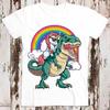 230 г/м² 100% хлопок единорог верхом на динозавре T Rex забавная вечеринка Rainbow Squad лучший подарок топ футболка 8753