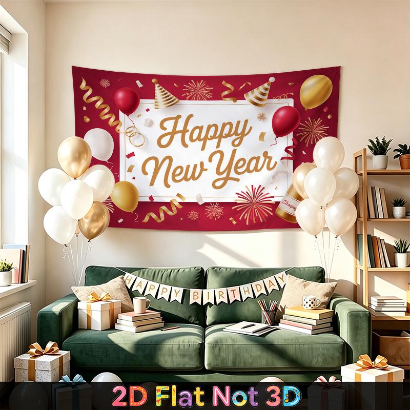 Party Backdrop New Year Flat Golden Foil Balloons Festive Multi Layered Celebrations Event Backdrop Decoration Front Door Decor