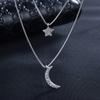 Star Moon Pendant Female Double Short Necklace Collarbone Chain Necklace Jewelry Romantic Valentine's Day Gifts for Girlfriends