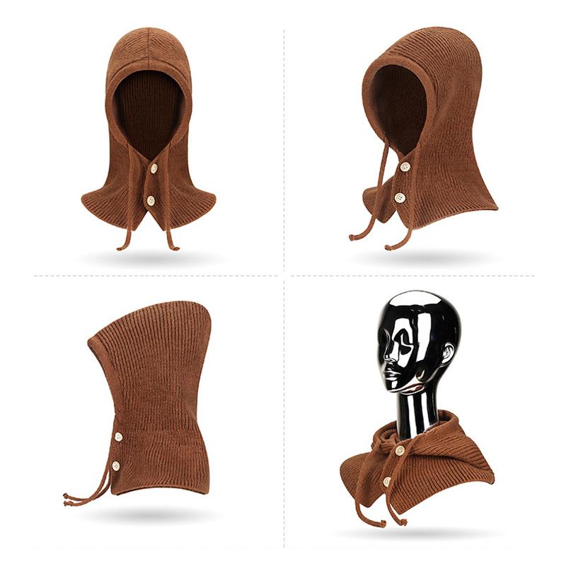 Осенне-зимняя женская вязаная шапка-шарф, интегрированная теплая защита ушей, защита шеи, шаль, шерстяная шапка