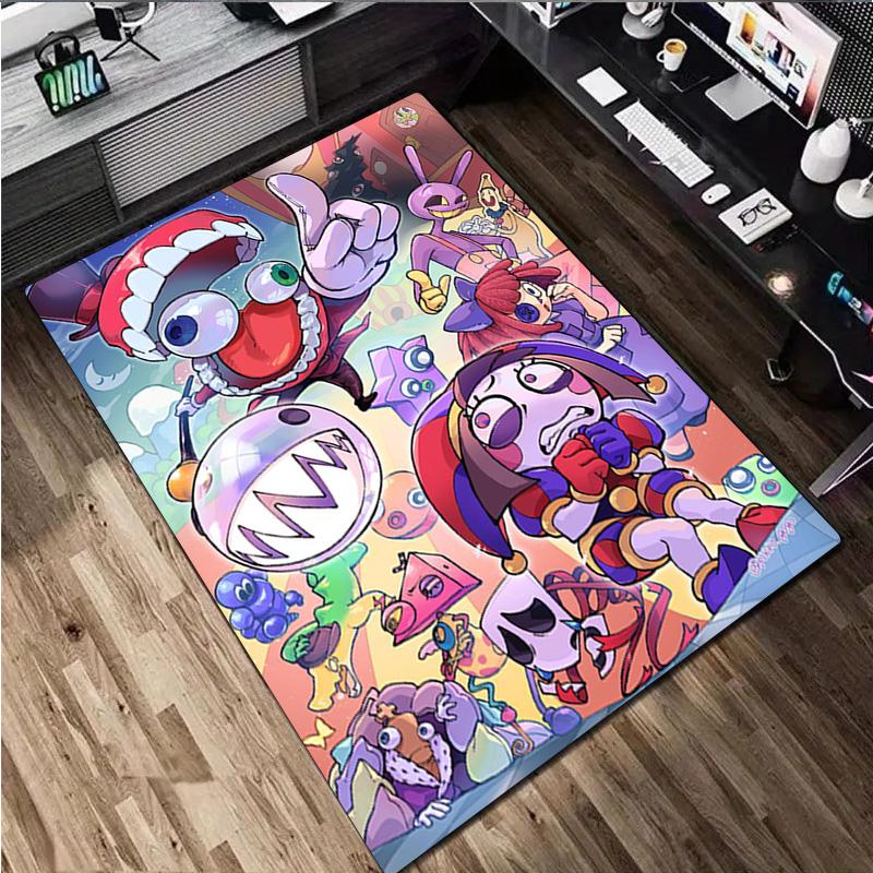 Cartoon Character Pomni Carpet Office Decorative Carpet For Living Room Bedroom Door Mat Floor Rug Computer Chair Area Rug perfect holiday gift