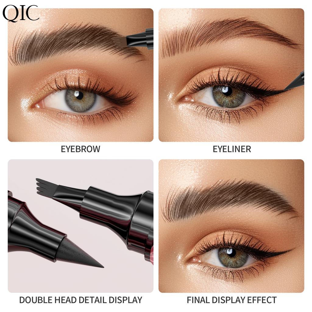 4 Colors 1pc Eyebrow Pen Waterproof 4 Split Tip Eyebrows Pen Eyebrow Tattoo Pen Waterproof Liquid Black Eyebrow Makeup Pencil