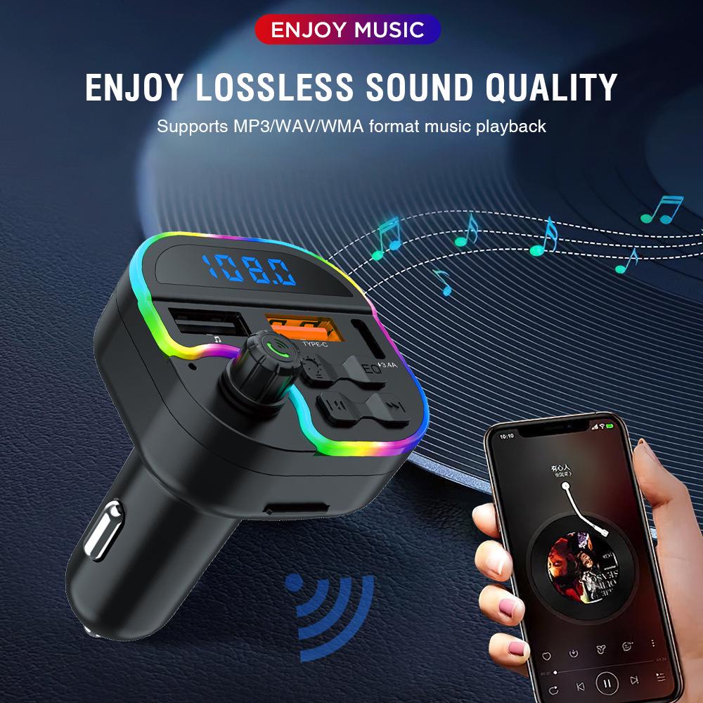 Автомобильный MP3-плеер с Bluetooth, функцией громкой связи, воспроизведением через USB, FM-передатчиком и разноцветной подсветкой