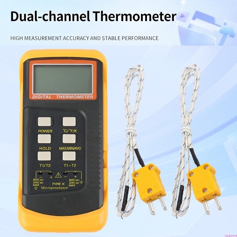 Two Channel Digital Thermometers With Large LCDs Display For High Temperatures Measurement Up To 1300C