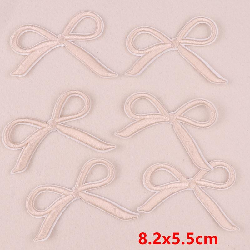 10 шт. Розовые нашивки с вышивкой в виде бантиков, пришивные нашивки для одежды, мультяшные милые розовые нашивки на одежду, детские наклейки, аппликация своими руками