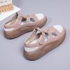 2025 Summer New Versatile Little White Shoes Women's Hollow Non-slip Velcro Casual Shoes Breathable Mesh Platform Sandals