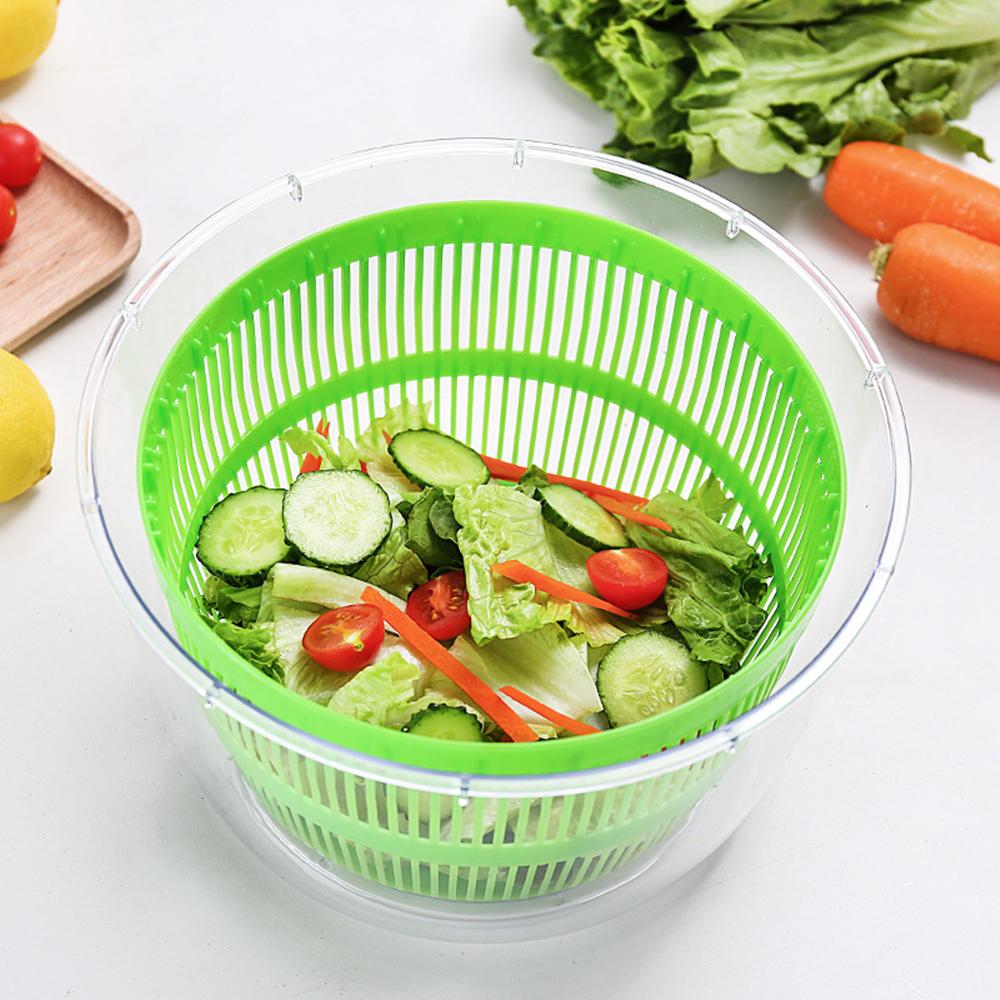 Manual Salad Vegetable Dehydrator Kitchen Drain Basket Dry Off Faster Food Prep