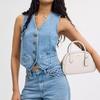 Coach Borough 23 Leather Handbag With Metal Logo Zipper Closure Women handbags White CU863-B4HA