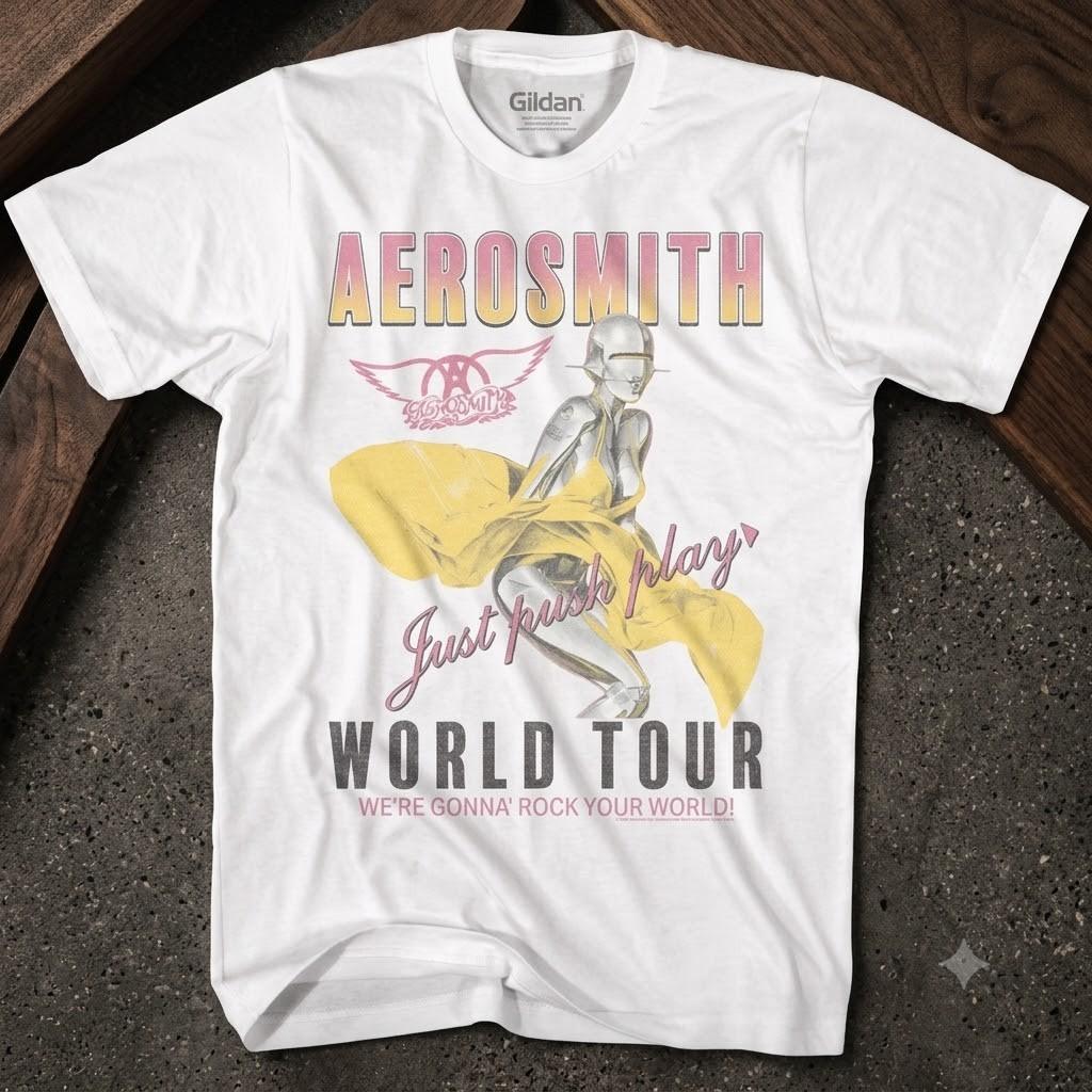 Aerosmith Just Push Play Белая футболка для взрослых