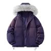 Loose Fit Hooded Padded Winter Coat Men Women Solid Color Warm Casual Couple Outerwear