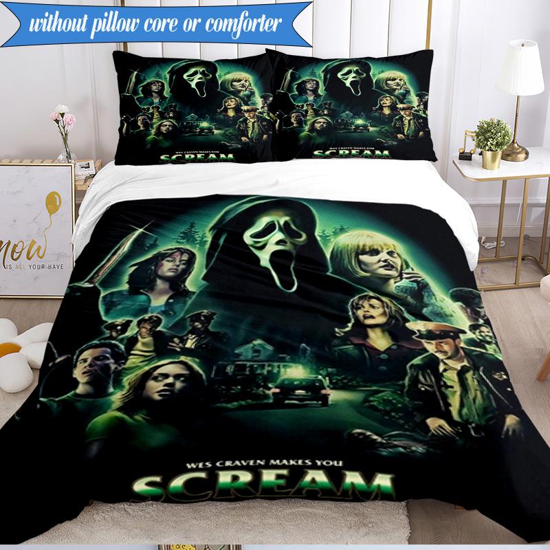 Scr-eam Horror Movie 3pcs K-pop music group Bedding set,Ideal for Bedroom, Dormitory,Including Duvet Cover And 2pcs Pillowcases,Fan gifts