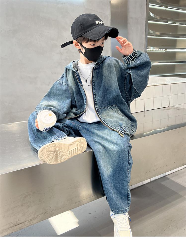 Children's clothing boys' denim suit Spring and Autumn 2026 new spring clothing Spring sports boys' big boy cool and cool trend