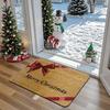 Merry Christmas Bow Door Mat Pattern Bow Letter Printed Carpet Christmas Holiday Indoor and Outdoor Entrance Decoration
