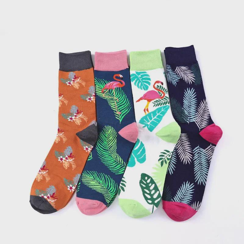 Flamingo Cotton Mid-Tube Men's Ethnic Trend Socks, Large Size, Cross-Border Hot Sale