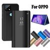 Luxury Mirror Flip Leather Stand Case For OPPO Realme C21 C17 C15 C12 A54 A74 A94 A53 A73 A93 A95 A5 A9 A52 A92 A72 4G 5G Shockproof Cases Cover