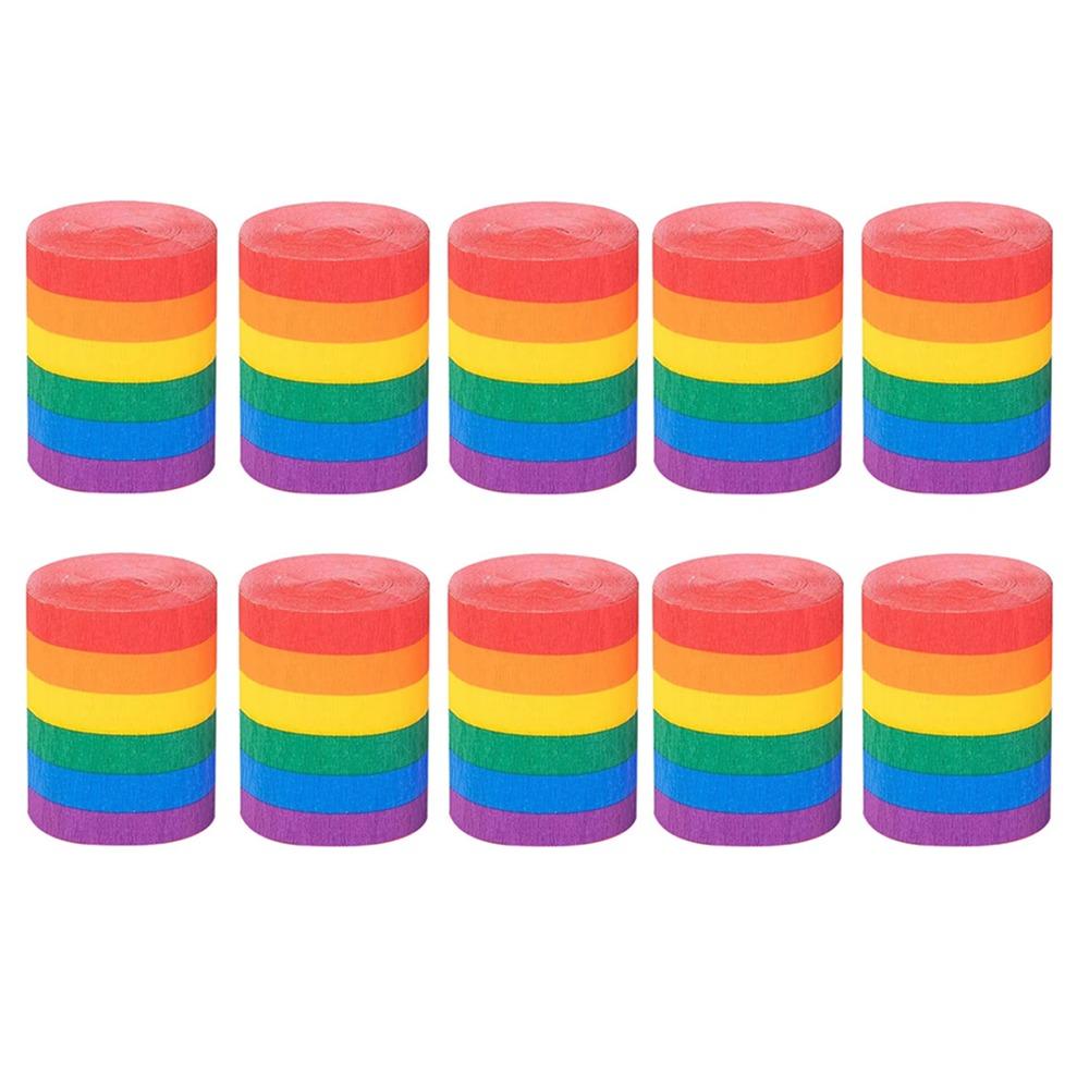 10Rolls Vibrant Colors Rainbow Crepe Paper Colorful Crepe Paper Streamers Party Backdrop