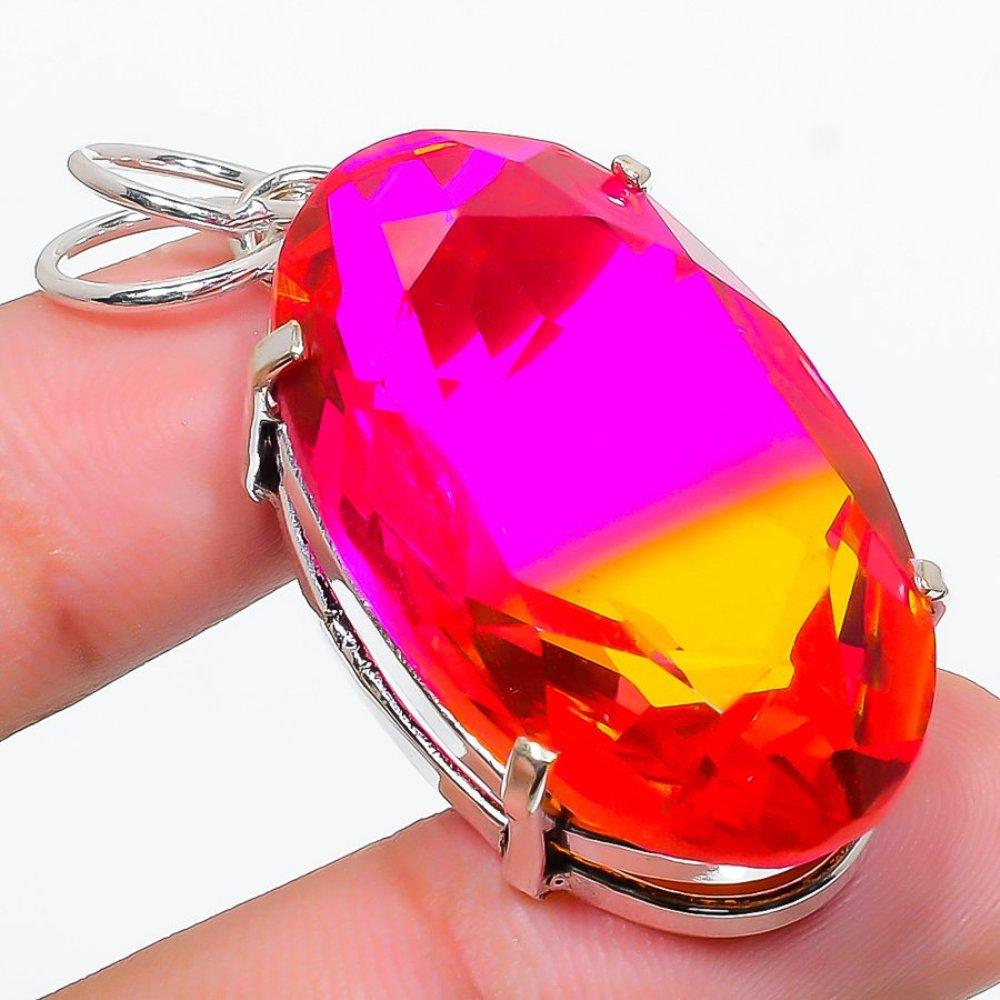 Подвеска из натурального двухцветного турмалина из стерлингового серебра 925 пробы 1,97 дюйма, N2c50