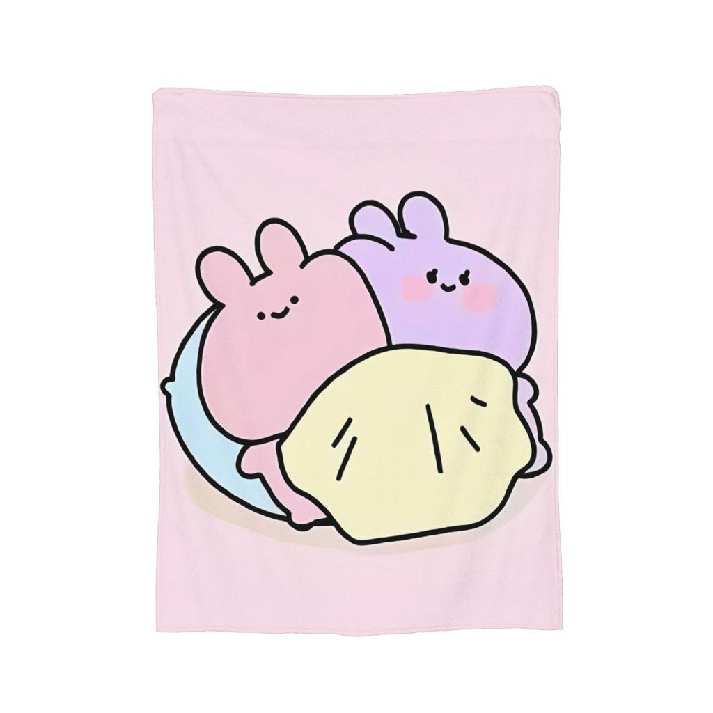 Asamimichaan Asleep Cartoon Fleece Throw Blanket Kawaii Asamimi Blankets for Sofa Car Super Soft Bed Rug