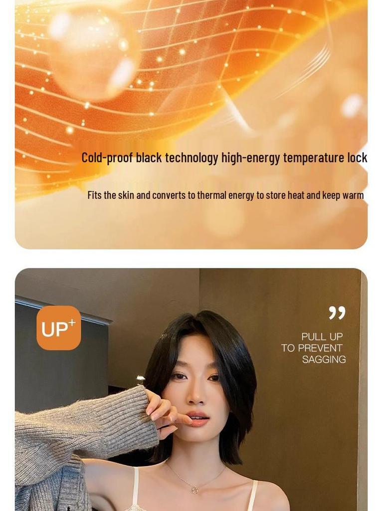 Женский кружевной топ-майка на флисовой подкладке - Теплый утепленный слой для осени/зимы